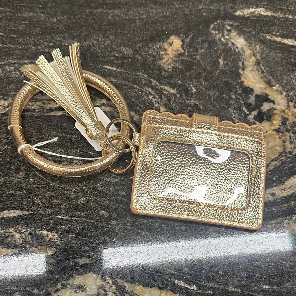 Gold Keychain Wallet with Tassel